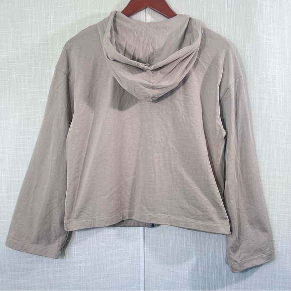Nike Relaxed Fit Cropped Cream Tan Flare Sleeve Full Zip Lightweight Hoodie - Picture 7 of 12